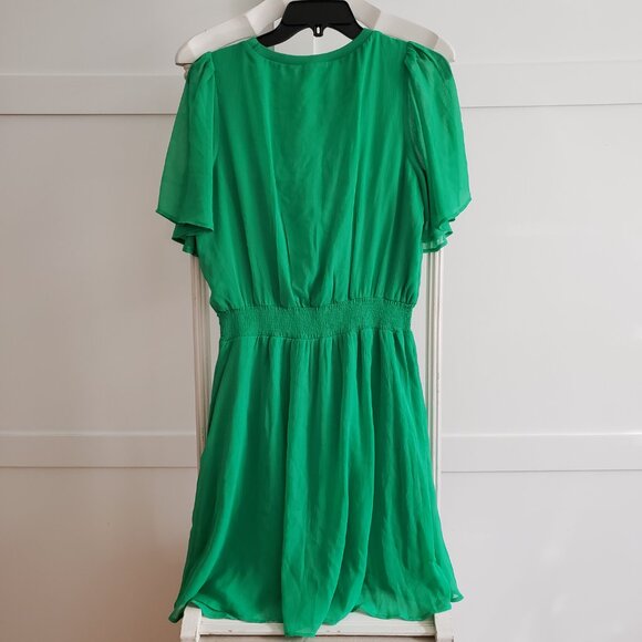 BNWT DKNY Chiffon Style Midi Fit & Flare lined (12) brillant vivid green - Picture 2 of 6